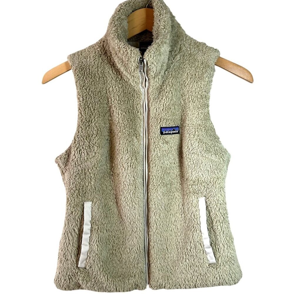 Patagonia Tan Sherpa Fleece Zip Vest Outdoor Casual Layering Women’s Small (S) - Picture 2 of 5